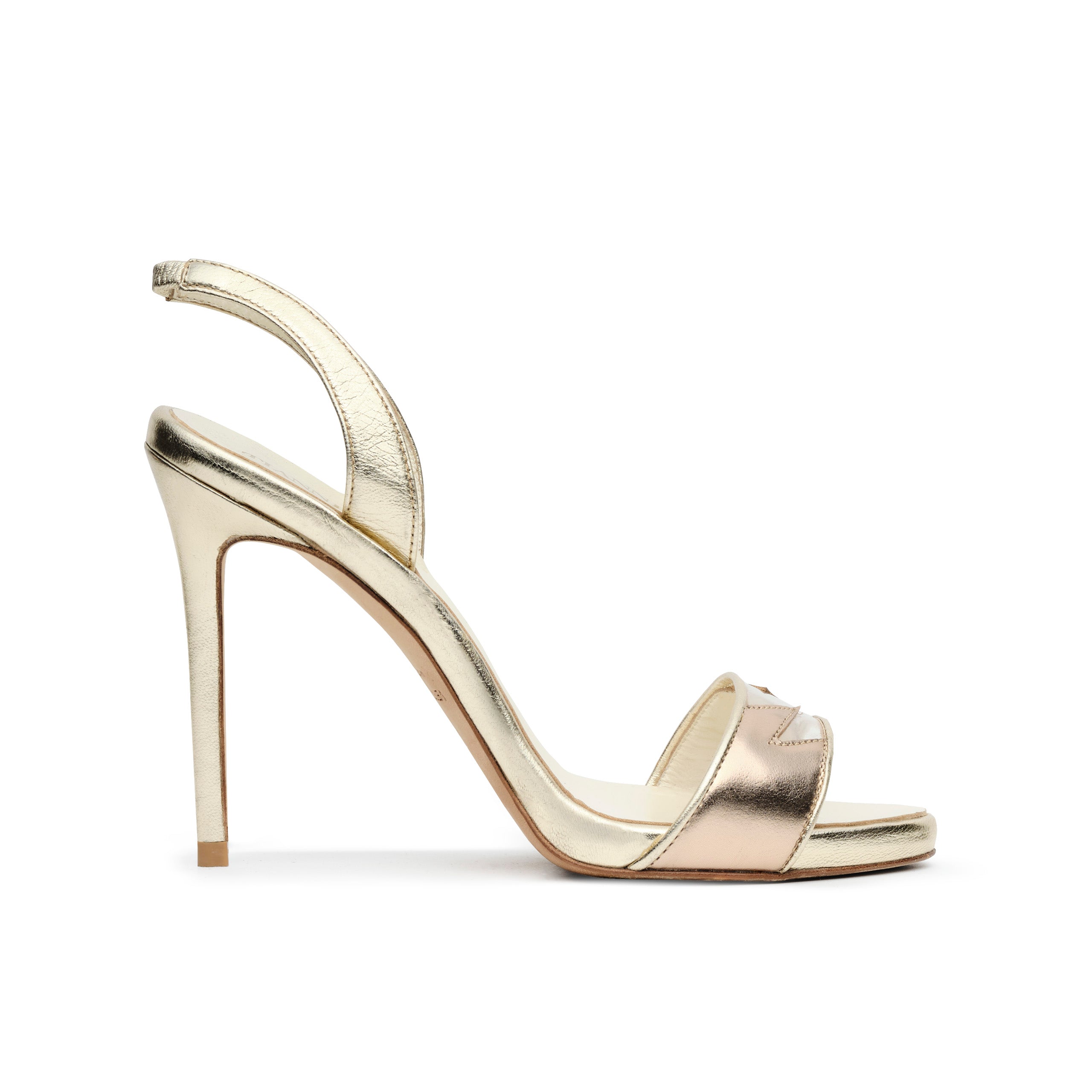 White Metallic Cap Ankle-Strap Heeled Sandals - CHARLES & KEITH IN