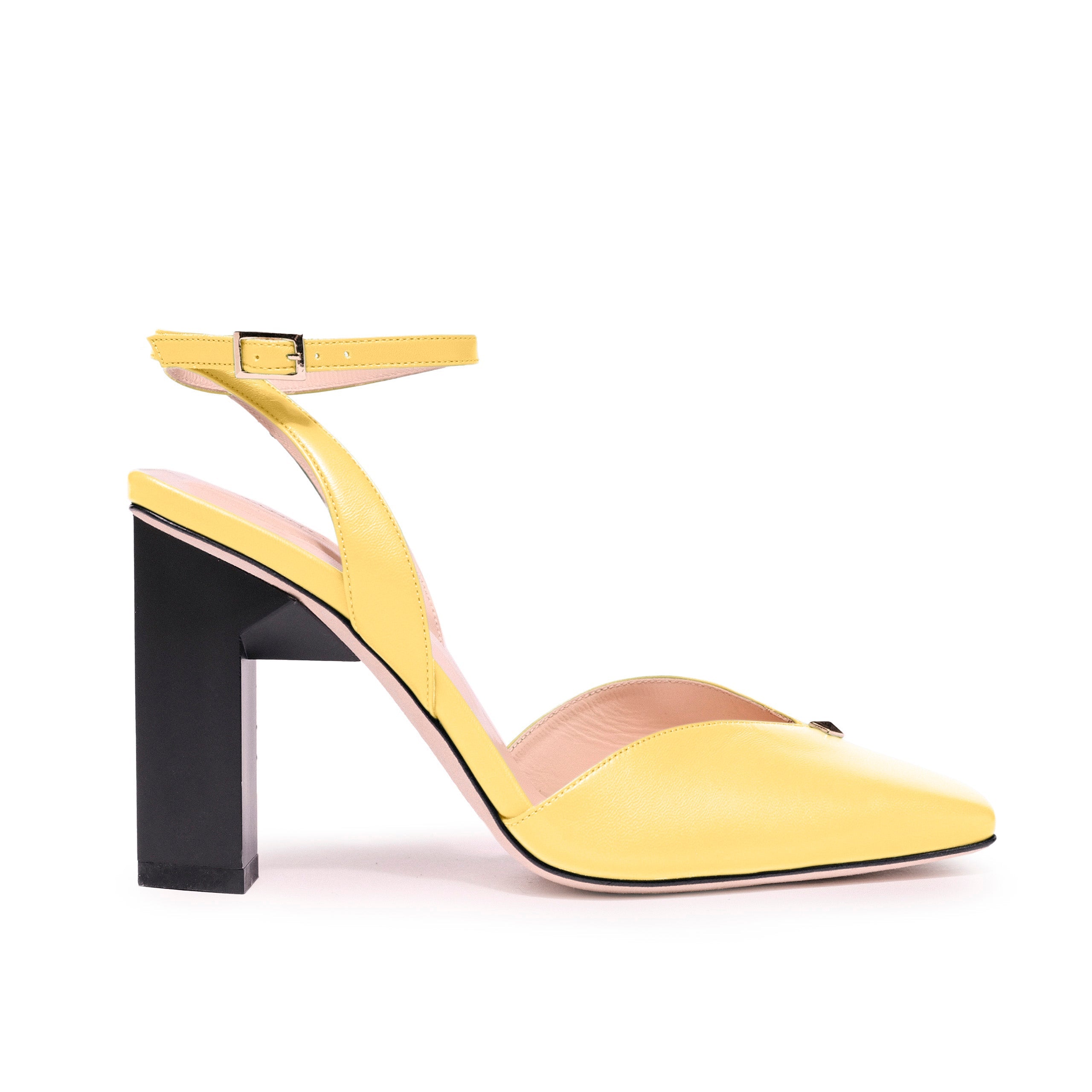 Yellow High-Heeled Slippers for Women
