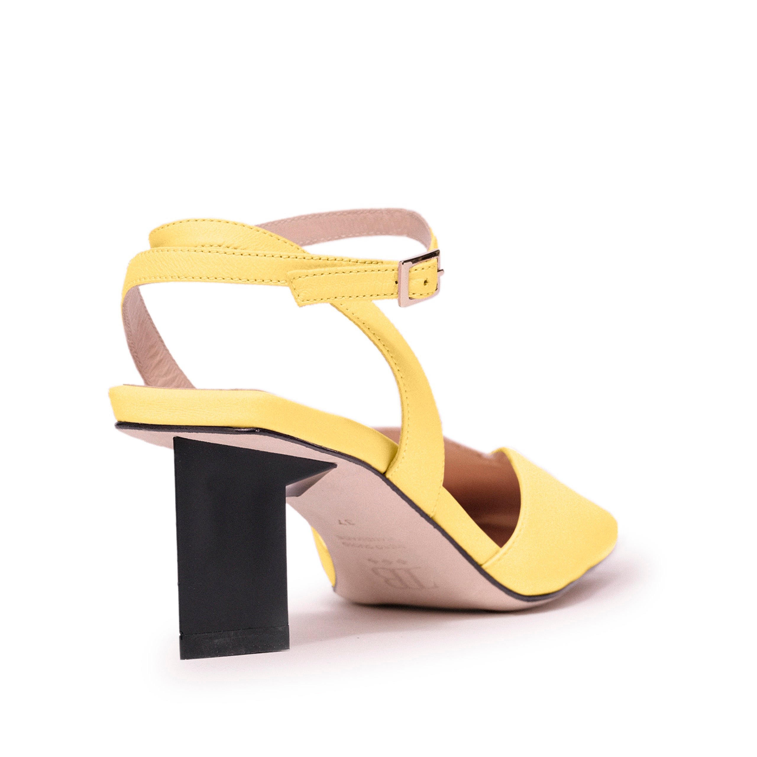 Yellow Leather-Look Strappy Block Heel Sandals | New Look