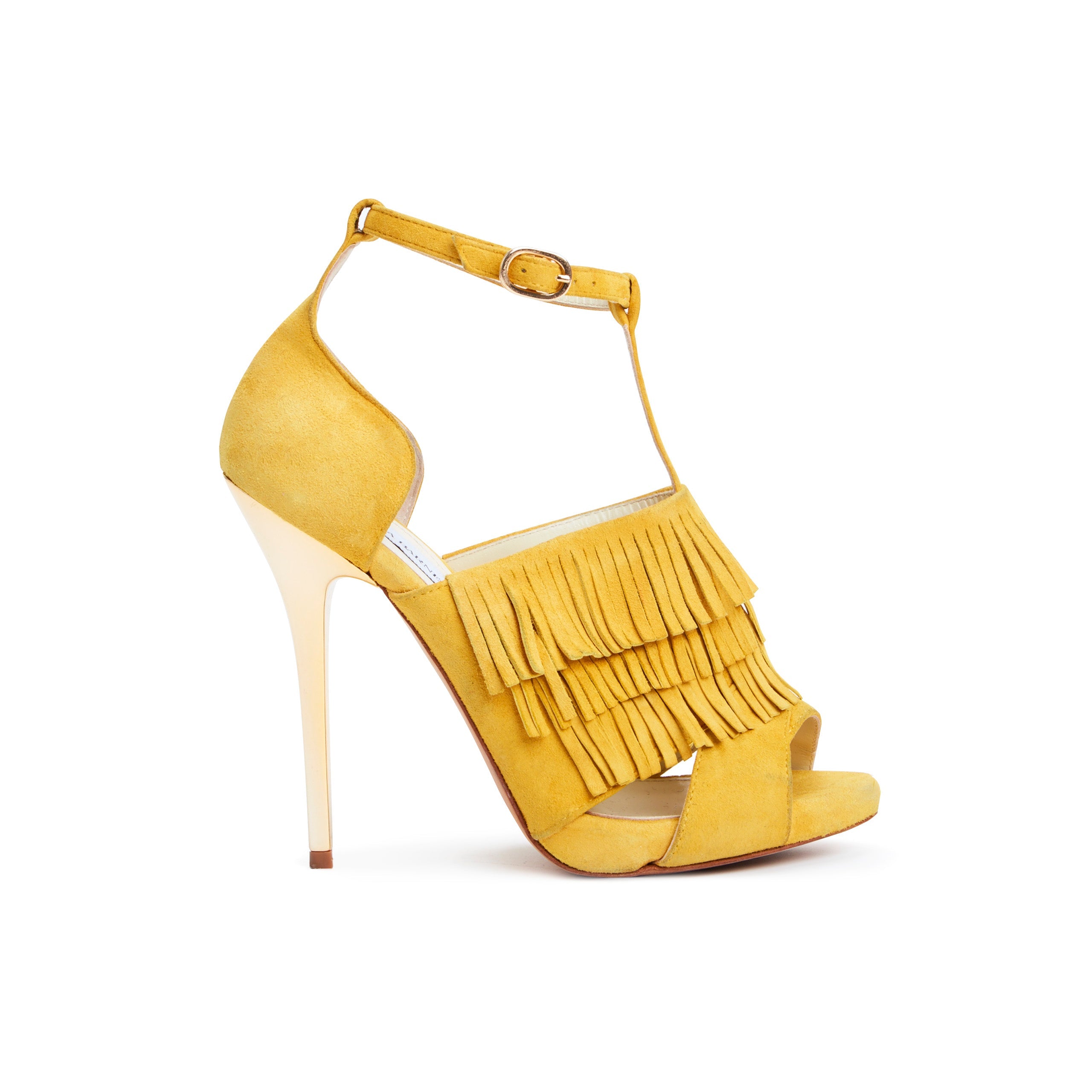 Buy MUSTARD Heeled Sandals for Women by Ginger by Lifestyle Online |  Ajio.com