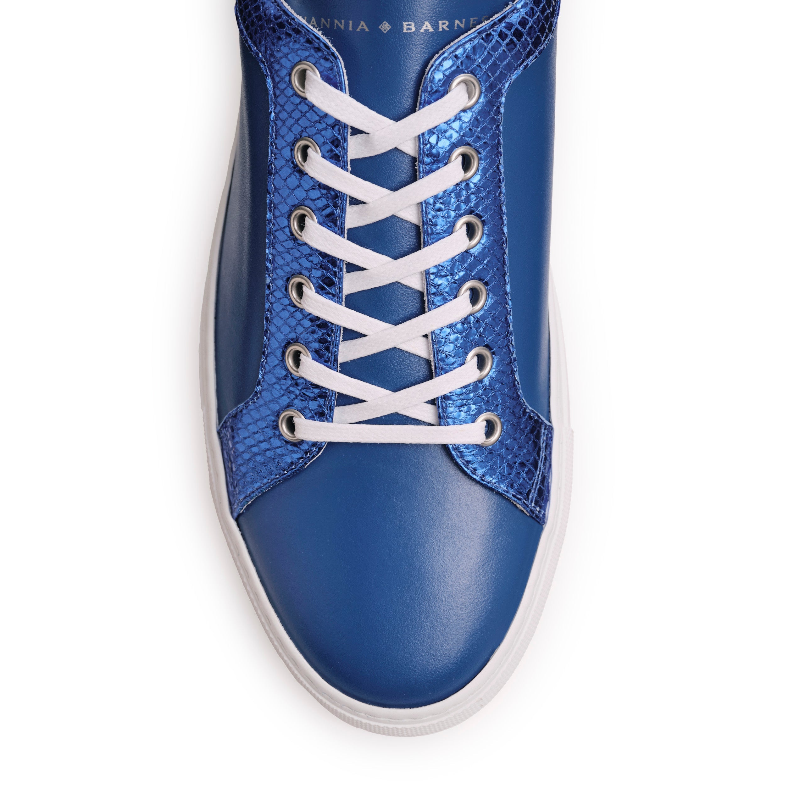 Blue leather high sneakers shops